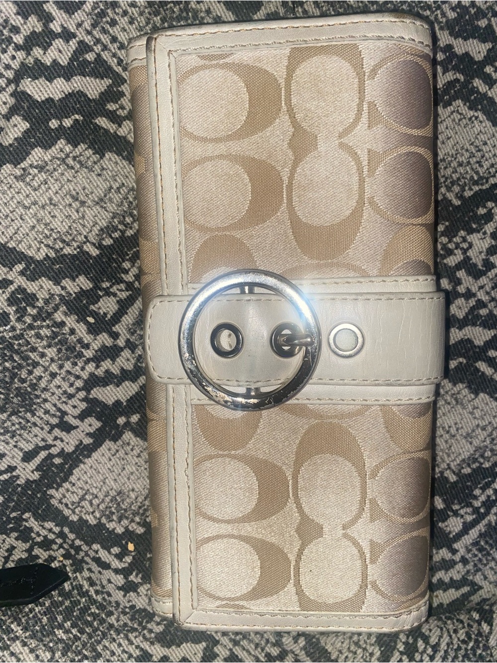 Coach Cream Leather Continental Wallet with Zip Compartment